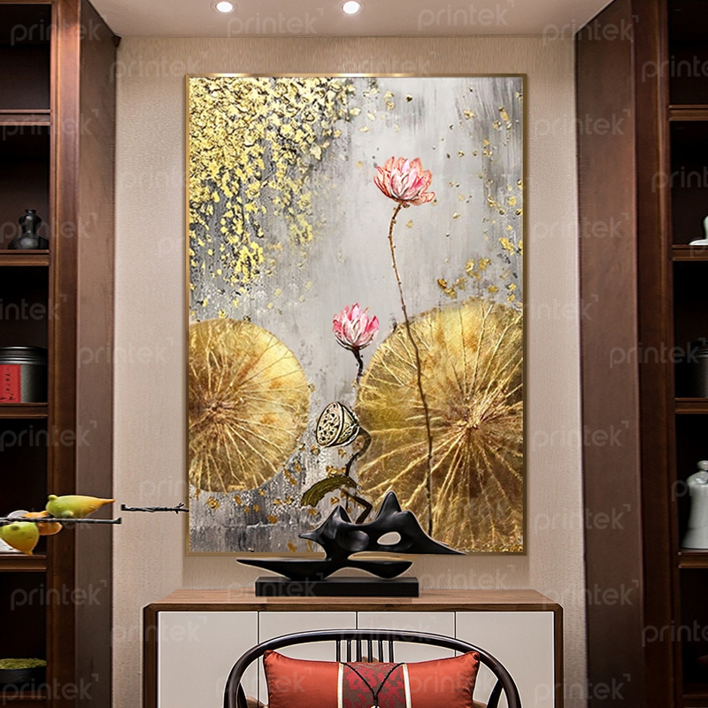 Tranh hoa sen decor phòng khách - HS310596