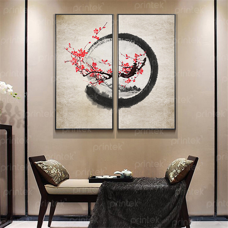 Tranh treo tường vòng tròn Zen trang trí phòng trà, phòng thiền - T110124