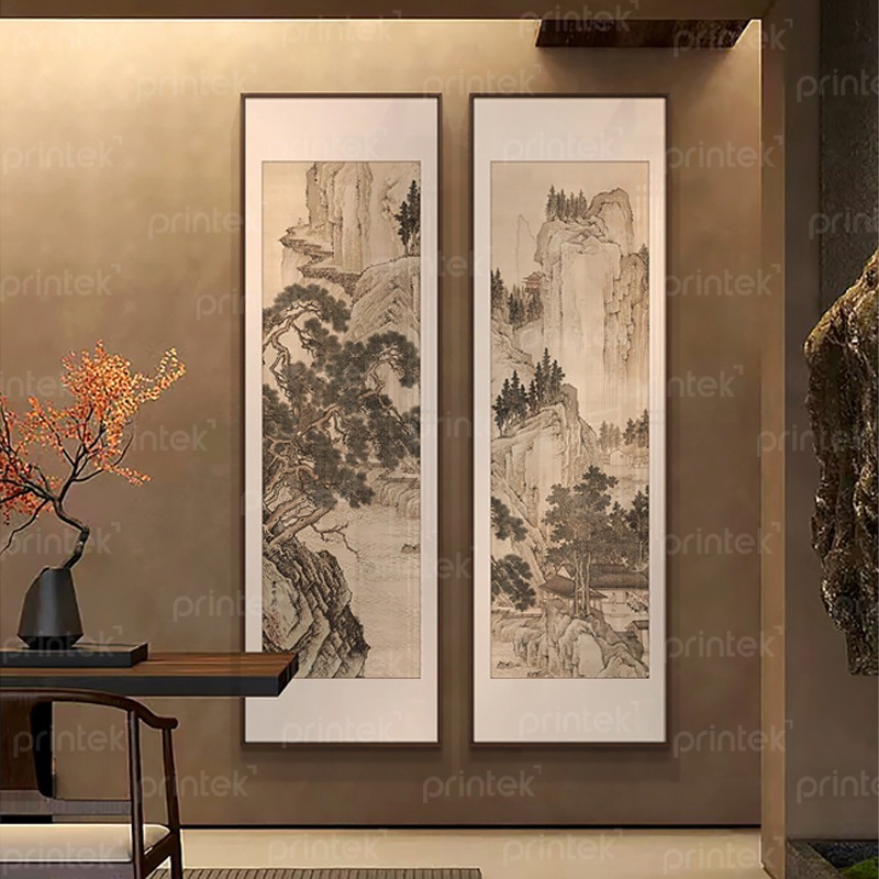 Bộ 2 tranh thủy mặc treo phòng trà - TM14246