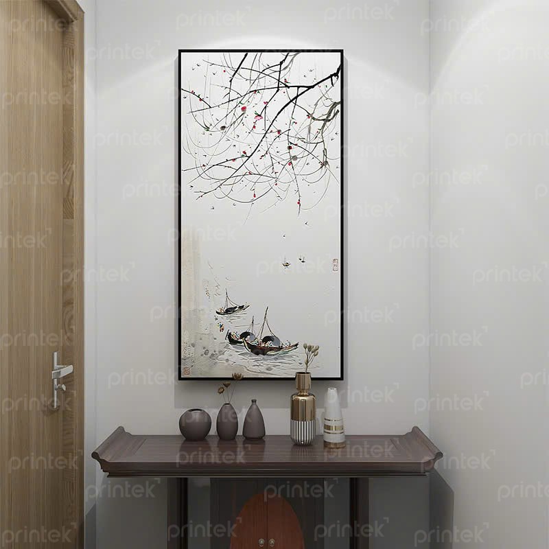 Tranh thủy mặc trang trí phòng trà đạo, tranh canvas treo tường - TM4220
