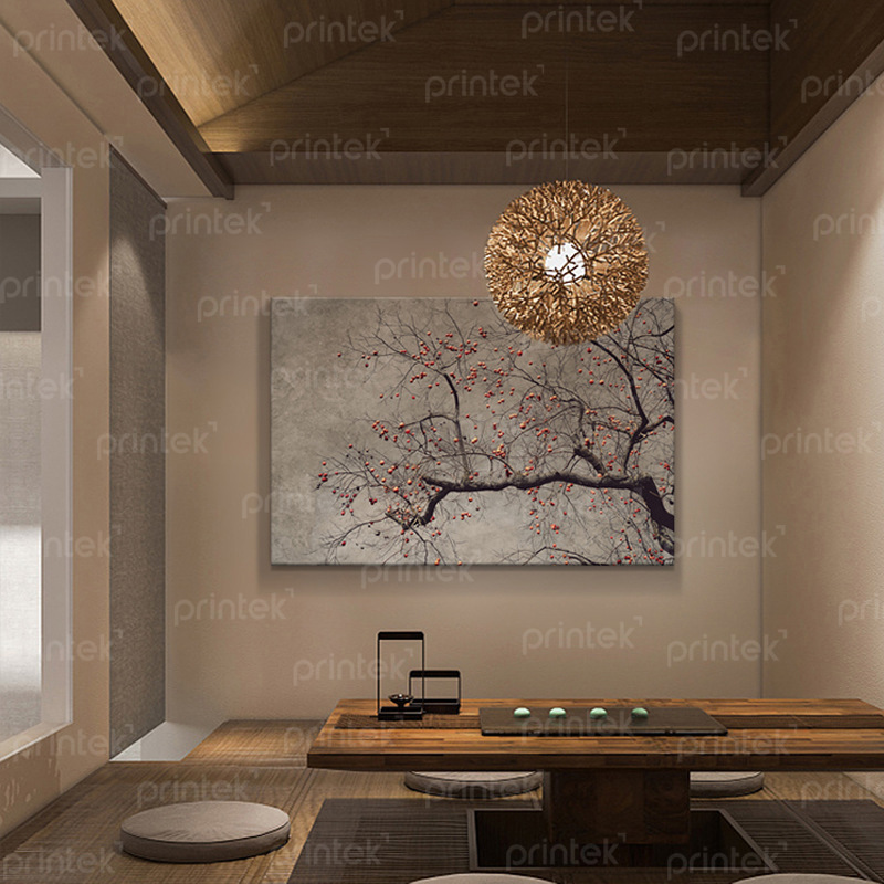 Tranh cành hồng chín trang trí nhà hàng, phòng khách - PC1023