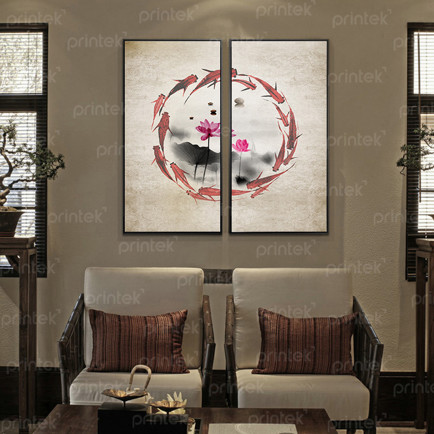Tranh vòng tròn Zen cách điệu hình cá