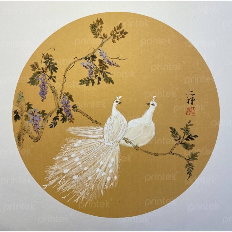 Tranh tròn chim công - TT14566C