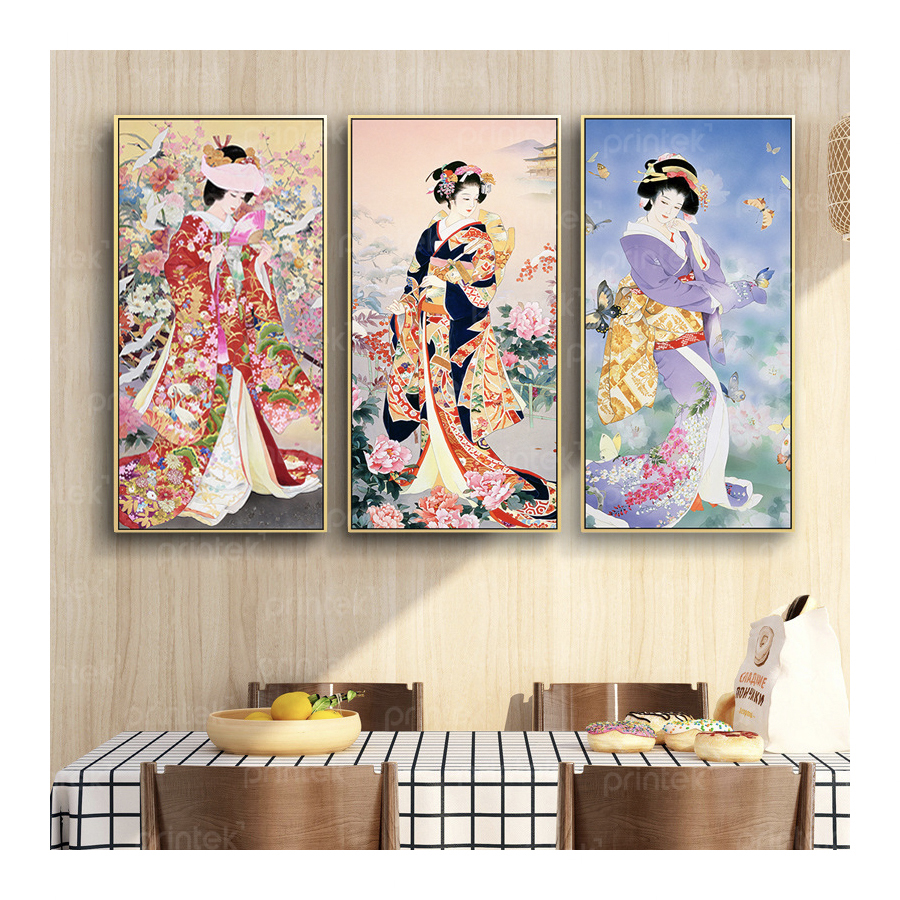 Tranh cô gái mặc kimono, trang trí nhà hàng, quán ăn Nhật Bản - TB13323167