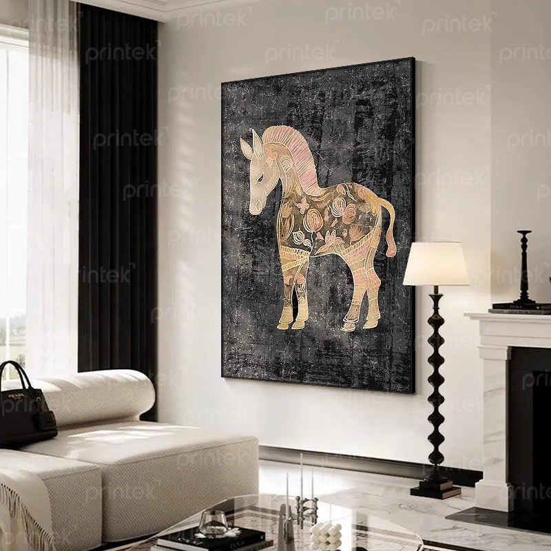 Tranh trừu tượng con ngựa treo phòng khách - TT6125