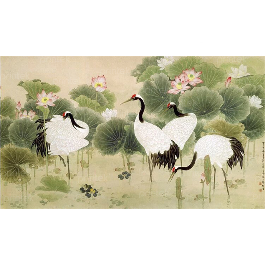Tranh dán tường phong cách indochine, in tranh dán tường theo yêu cầu - DT019