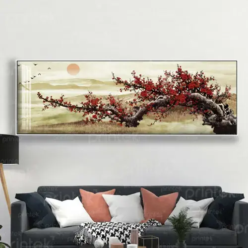 Tranh hoa đào mùa xuân, đã có khung – MS5027