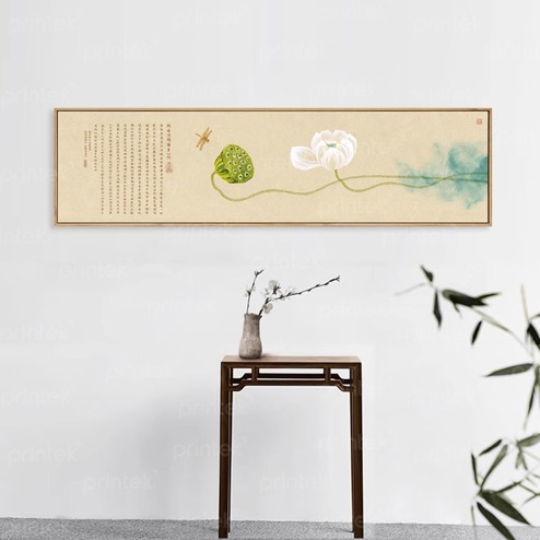 Tranh hoa sen trang trí phòng trà đạo, phòng thiền, phòng thờ
