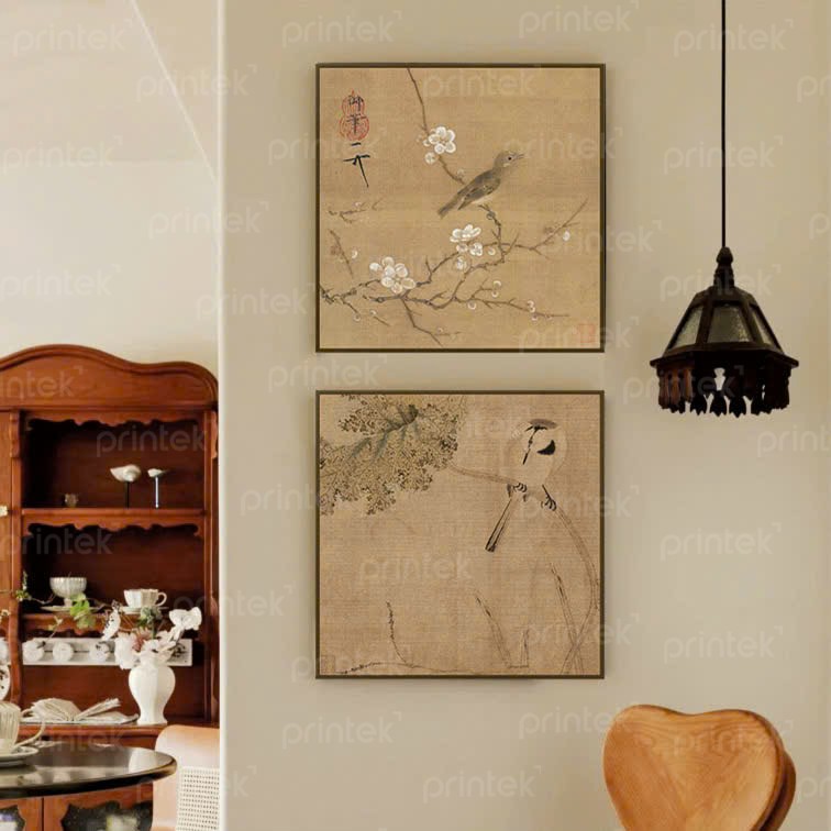 Bộ 2 tranh khổ vuông trang trí phòng khách, phòng trà - TS179651