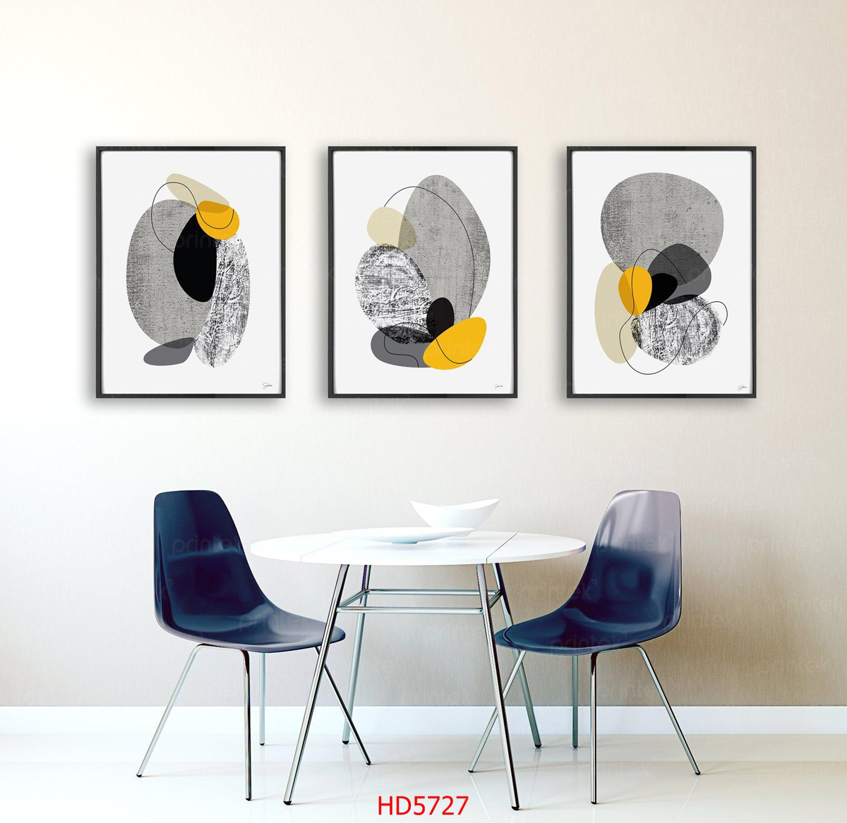 Bộ 3 tranh trừu tượng, đã có khung – HD5727
