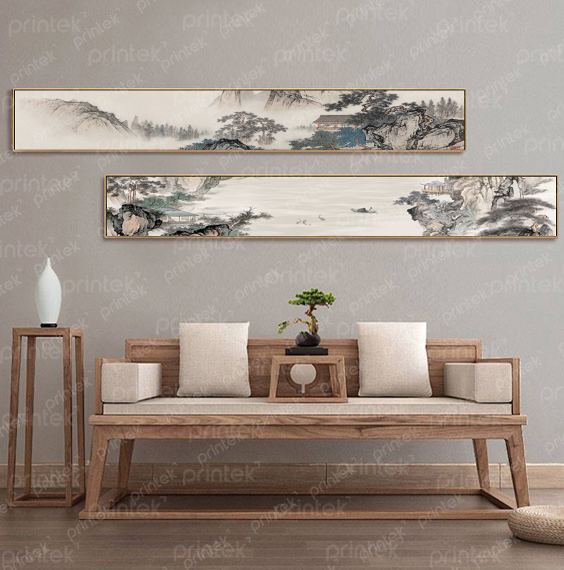 Bộ 2 tranh thủy mặc phòng trà - TM61235
