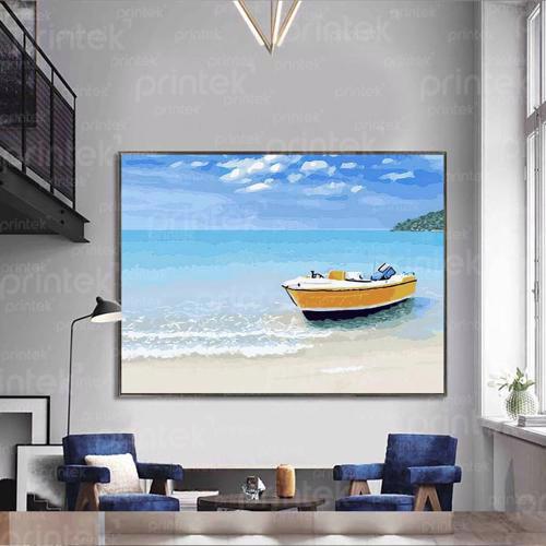 Tranh phong cảnh thuyền và biển treo phòng khách – MS4656