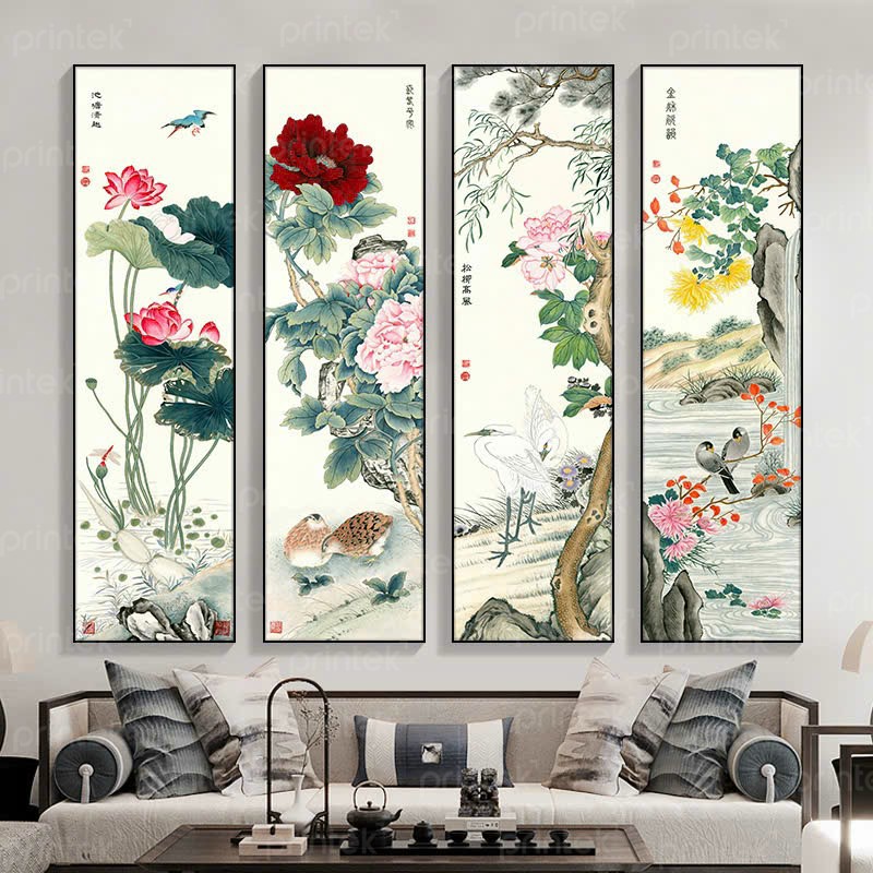 Tranh tứ quý Xuân hạ thu đông, tranh bốn mùa - TQ7673