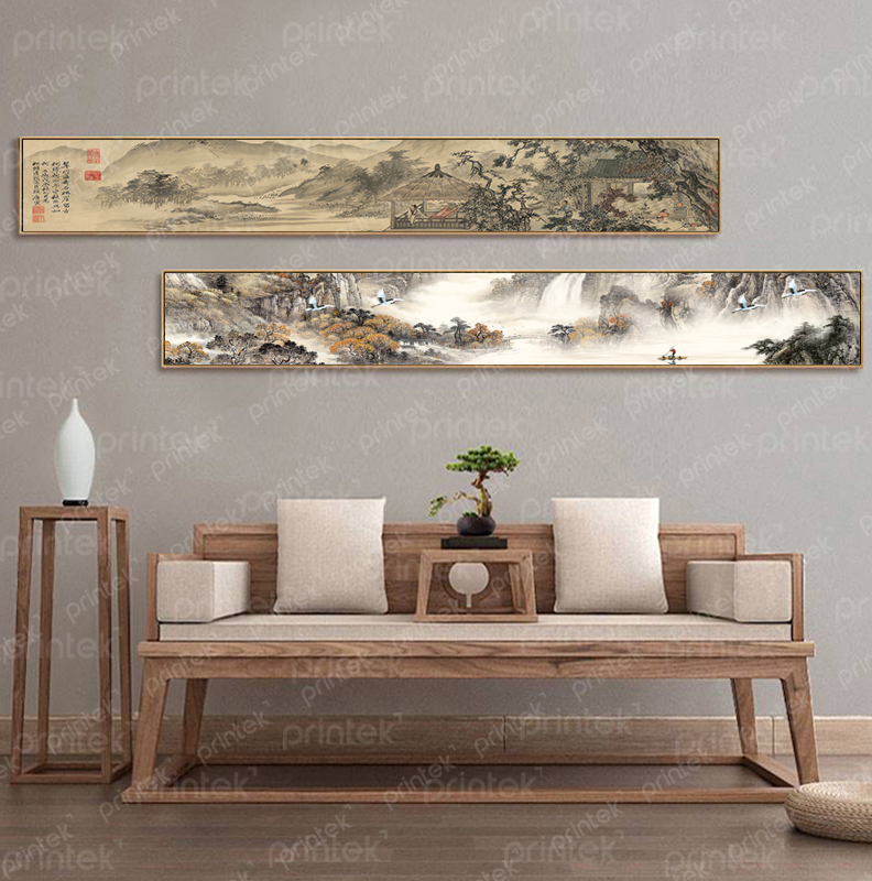 Bộ 2 tranh thủy mặc treo phòng trà - TM31312