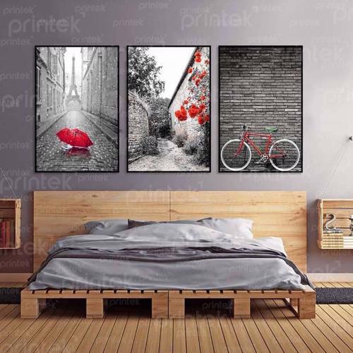 Bộ 3 tranh phong cảnh đẹp tháp Eiffel nước Pháp – DC317