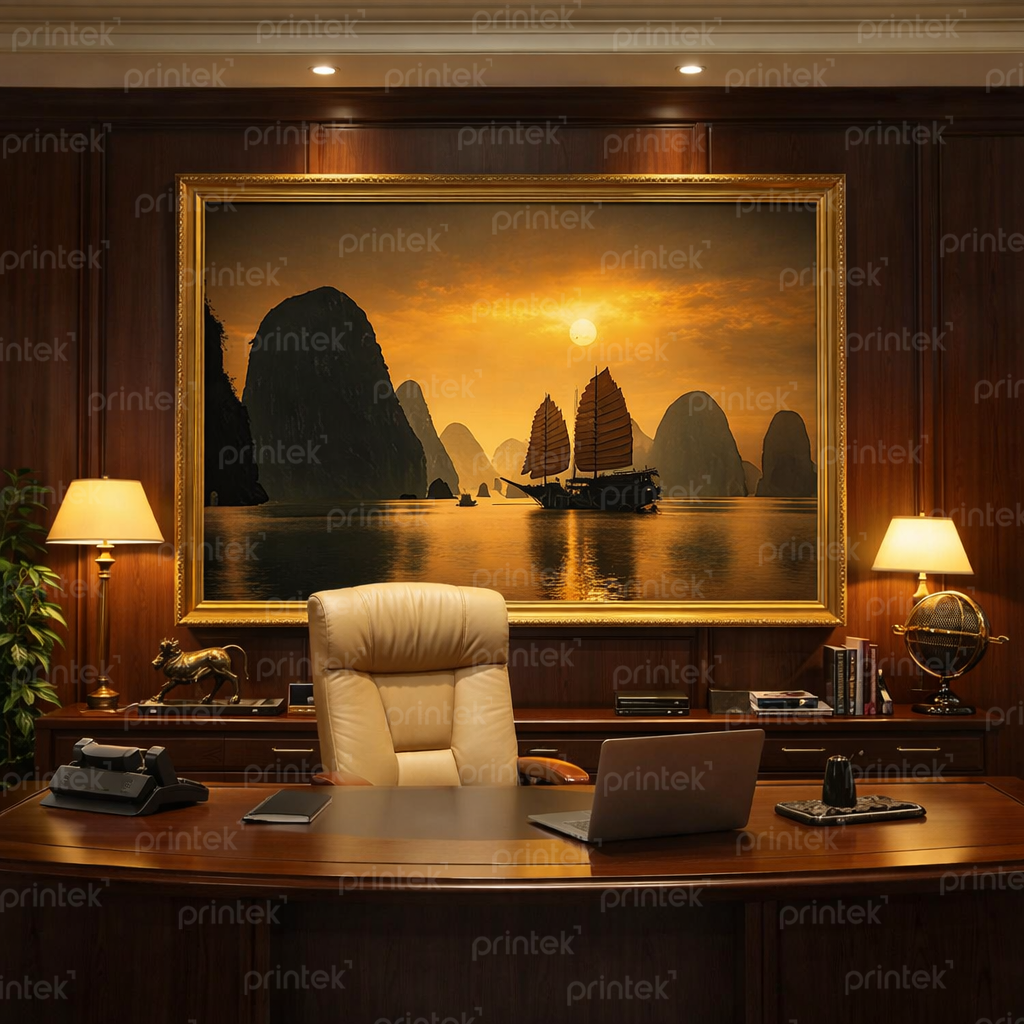 Tranh hoàng hôn trên Vịnh Hạ Long - ADB58