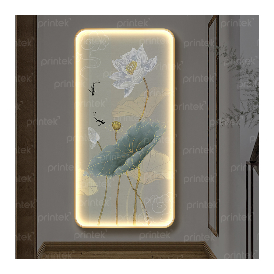 Tranh hoa sen tráng gương có đèn led - LED1022