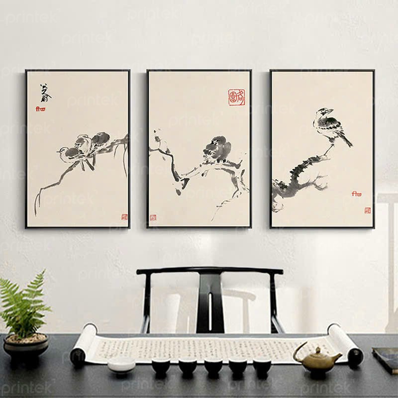 Bộ 3 tranh thủy mặc - TM793112