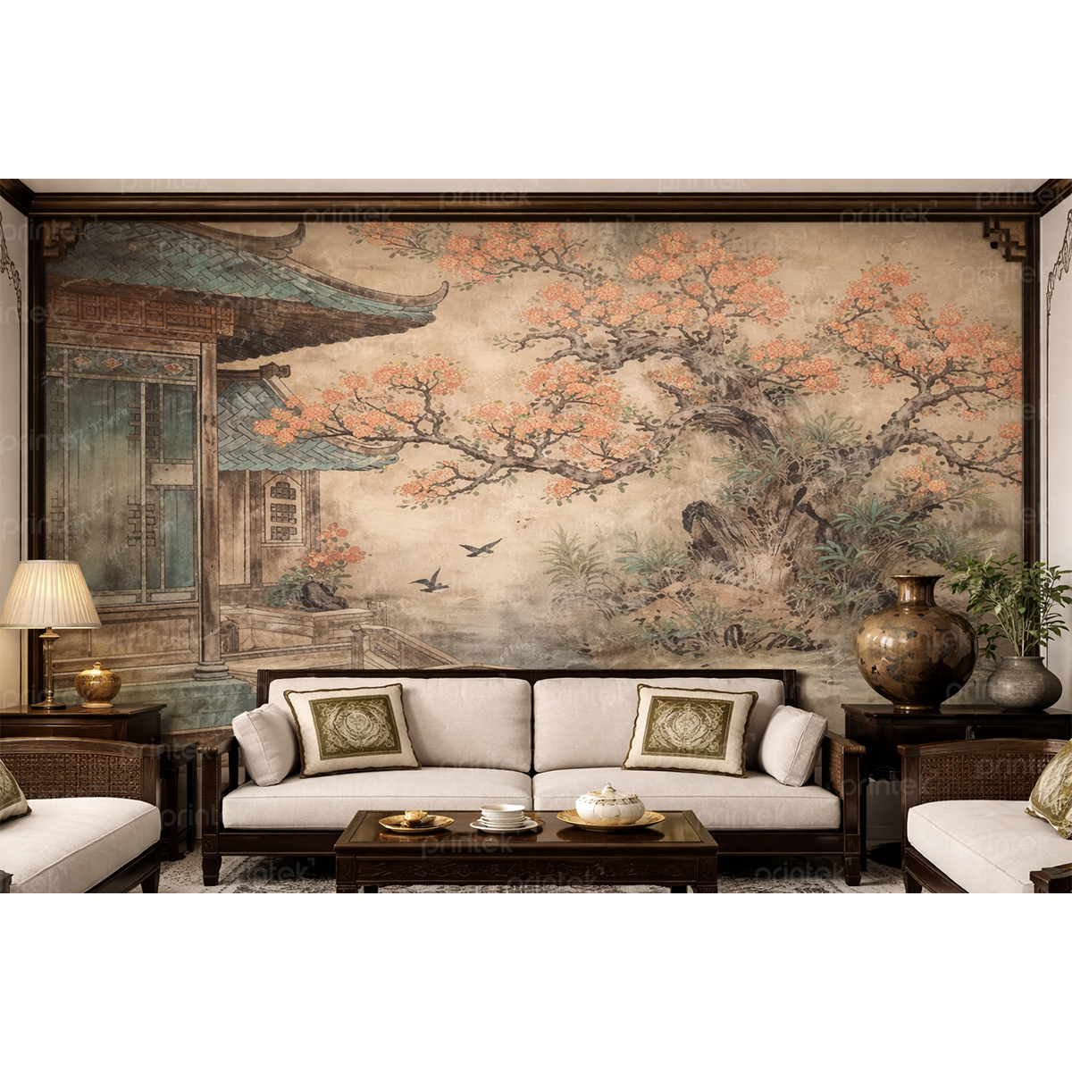 Tranh vải dán tường cổ phong Trung Quốc - IG42311