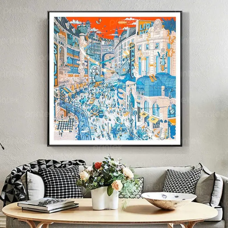 Tranh treo tường phong cách Địa Trung Hải, tranh canvas - TT85402