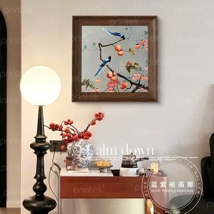 Tranh hoa và chim phong cách indochine, tranh khung bản to - KT0492