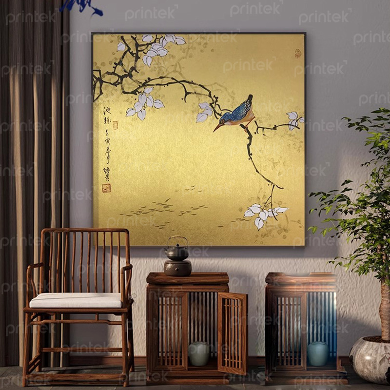 Tranh hoa và chim trang trí phòng trà đạo, phòng thiền - TD1311