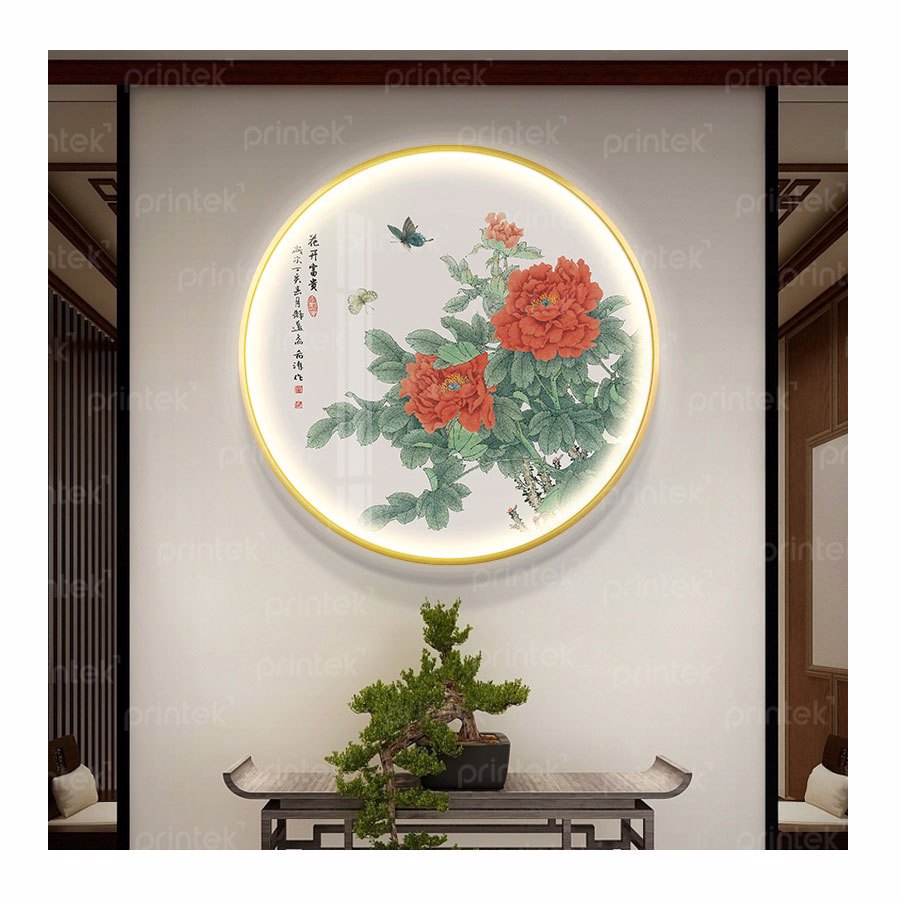 Tranh phong cách indochine tráng gương, tranh đèn led cao cấp - LED026