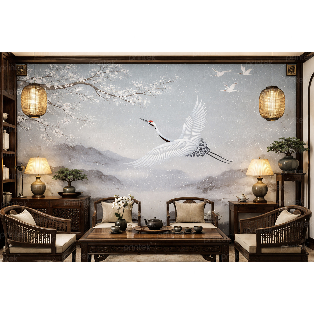Tranh dán tường phong cách indochine, in tranh dán tường theo yêu cầu - DT027