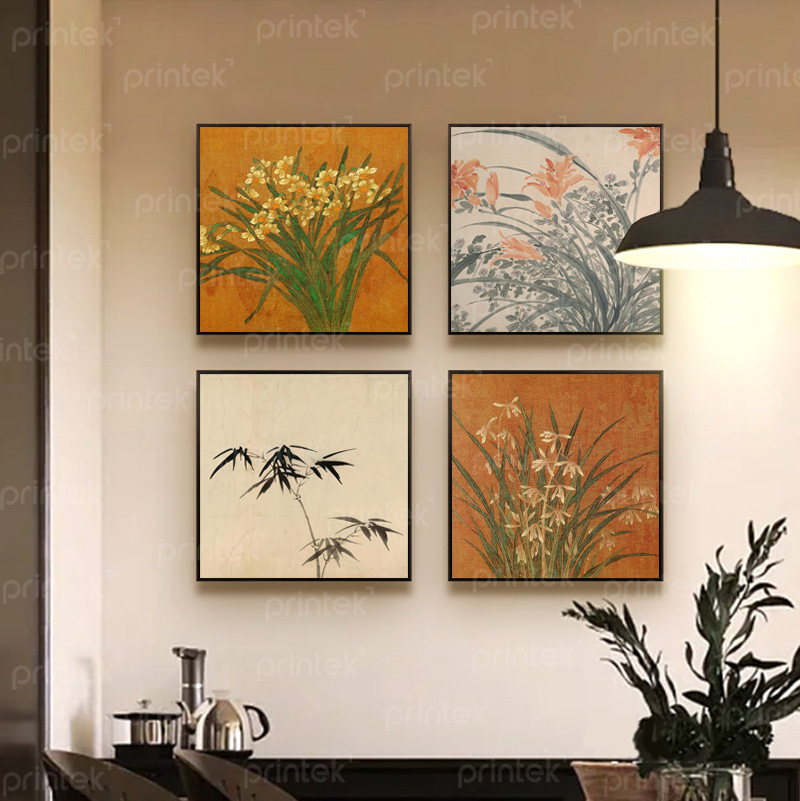 Bộ 4 tranh hoa lá, đã có khung - TP85017