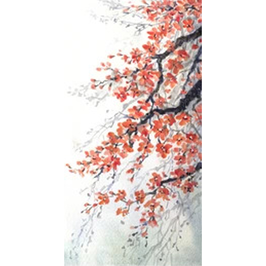 Tranh hoa đào mùa xuân, đã có khung - ST0229