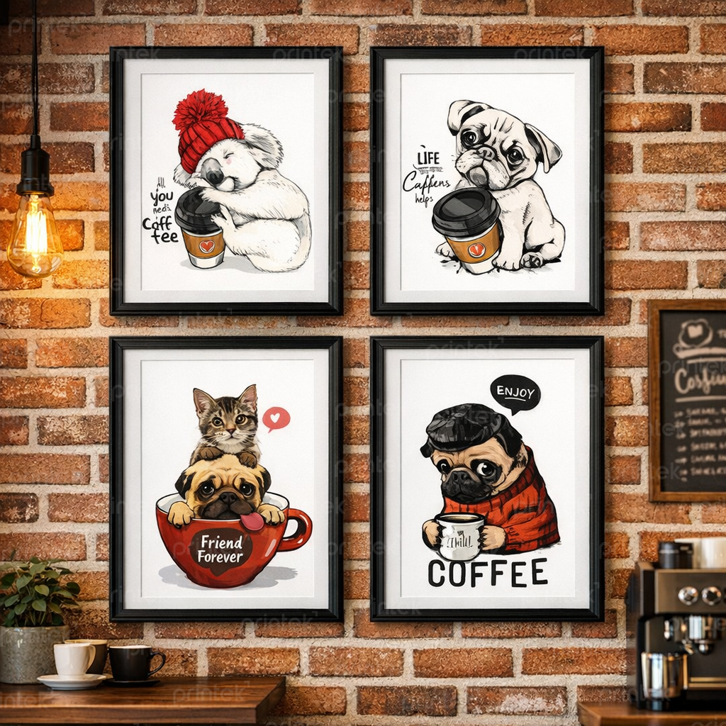 Bộ 4 tranh trang trí quán cafe - ST220957