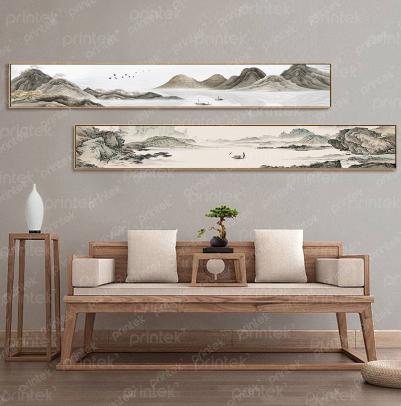Bộ 2 tranh thủy mặc treo phòng trà - TM32165