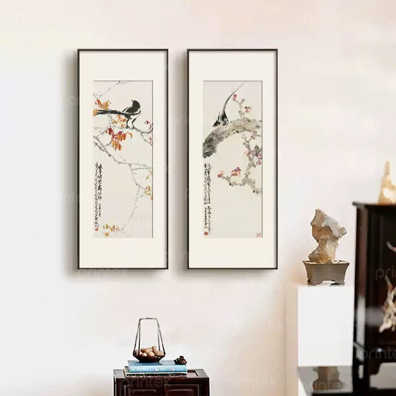 Bộ 2 tranh hoa đào chim én - TM3027