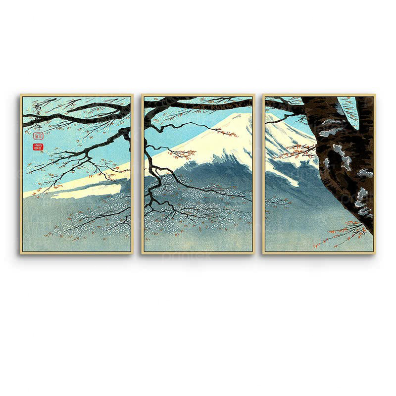 Bộ 3 tranh canvas núi Phú Sĩ Nhật Bản - BH01673