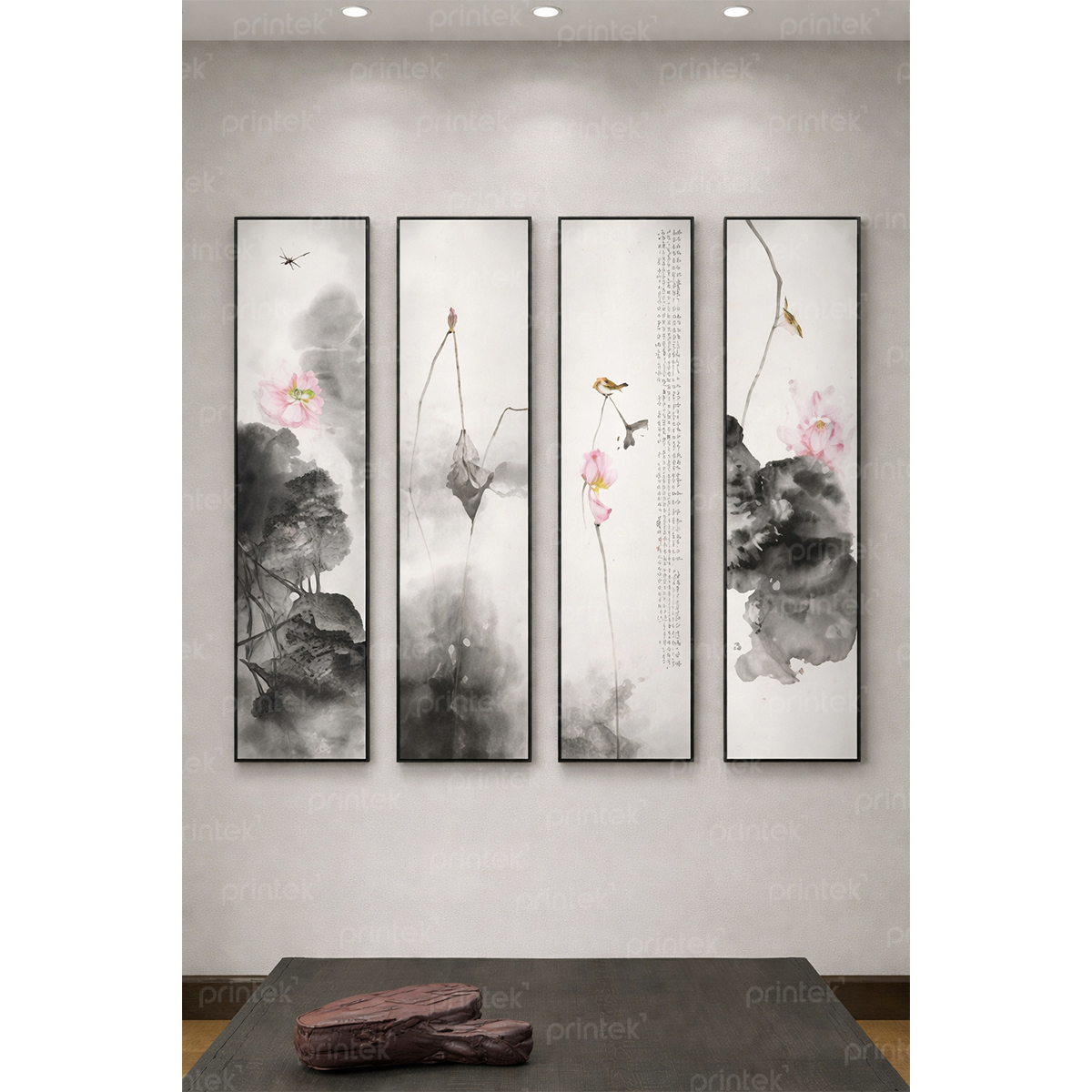 Tranh hoa sen treo tường đã có khung - 01CN01G