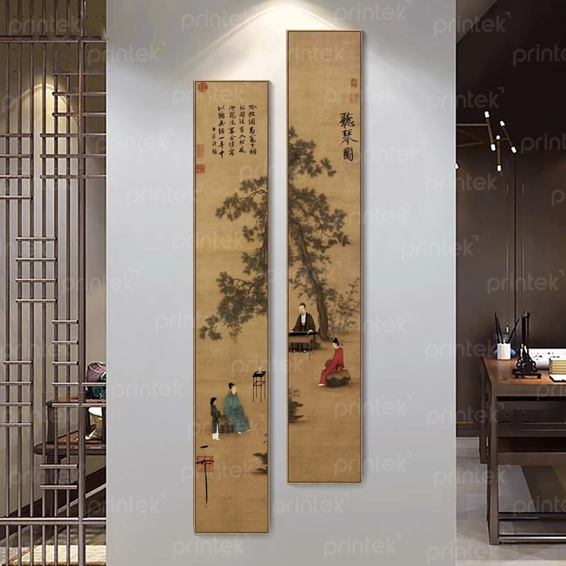 Bộ 2 tranh cổ phong trang trí phòng trà đạo, in theo yêu cầu - HC111342015