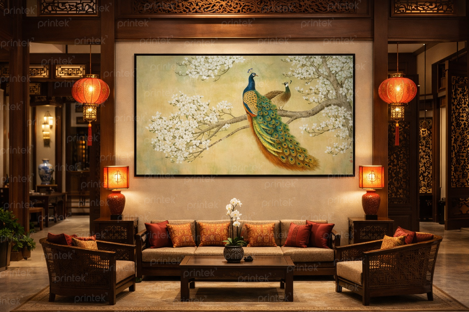 Tranh chim Công trang trí phòng khách – MS4985