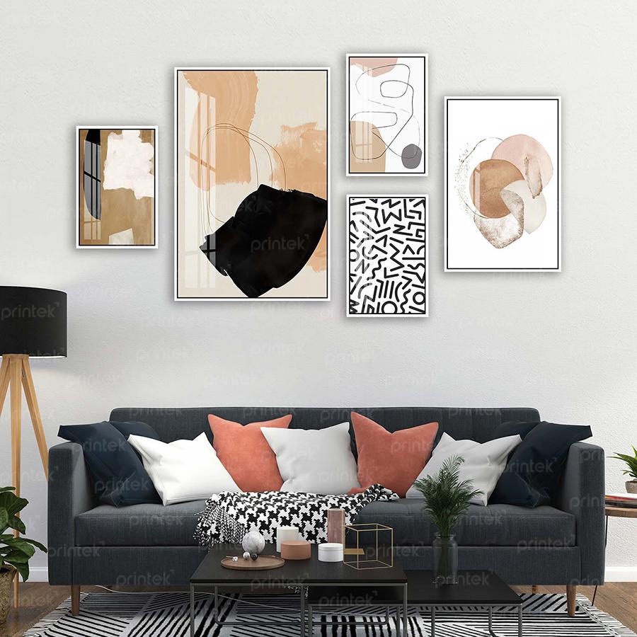 Bộ 5 tranh canvas trừu tượng, đã có khung - MS6131