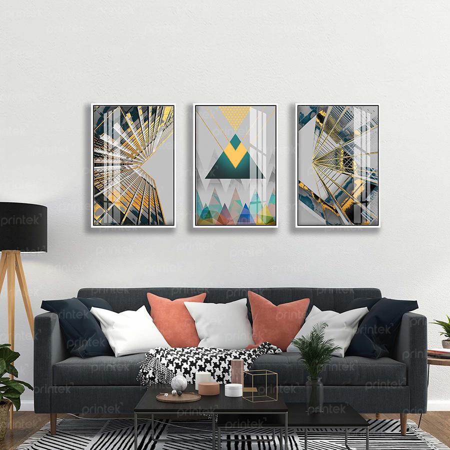 Bộ 3 tranh canvas trừu tượng, đã có khung -MS5123