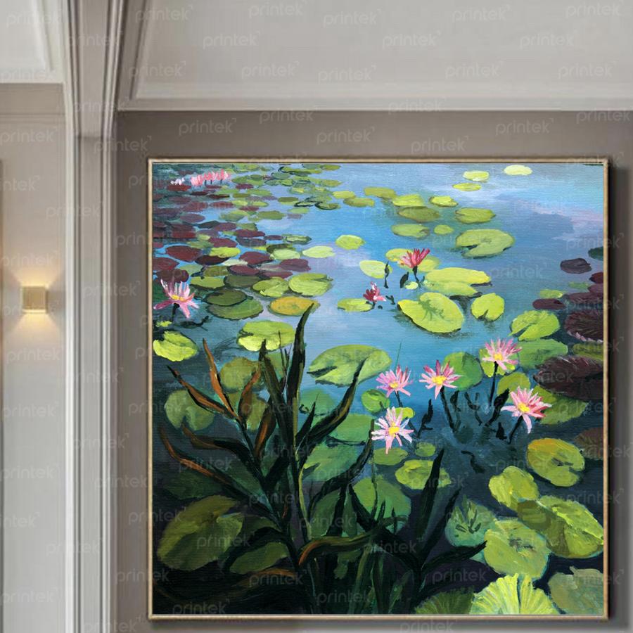 Tranh hồ hoa Súng, đã có khung – MS004