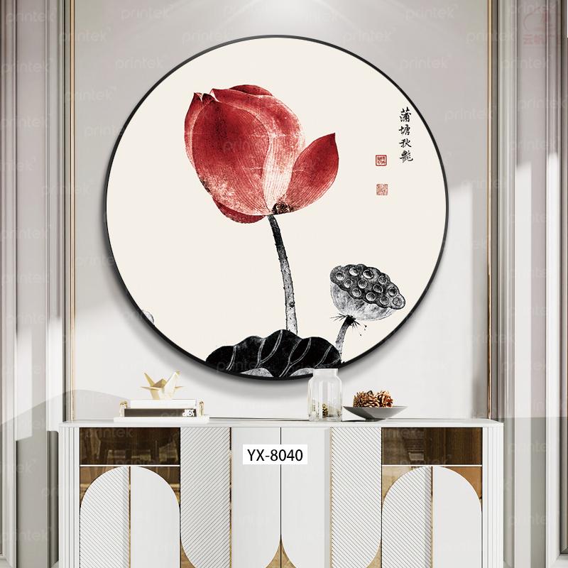 Tranh tròn, tranh bán nguyệt hoa sen, đã có khung – YX-8040