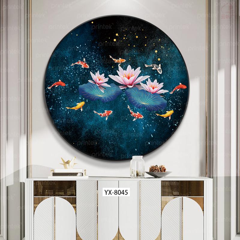 Tranh tròn Cá chép hoa sen, đã có khung – YX-8045